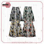 4 Color Viscose Threequater Skirt Printed Flower Design 02 4pcs Pack (Blue, Yellow, Orange, Green)